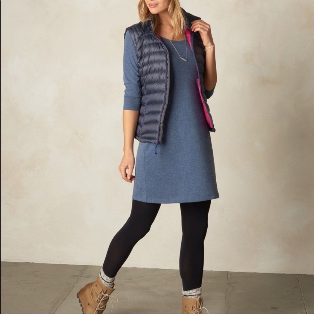 Prana Soskia Blue Wool Blend Dress Small Minimalist